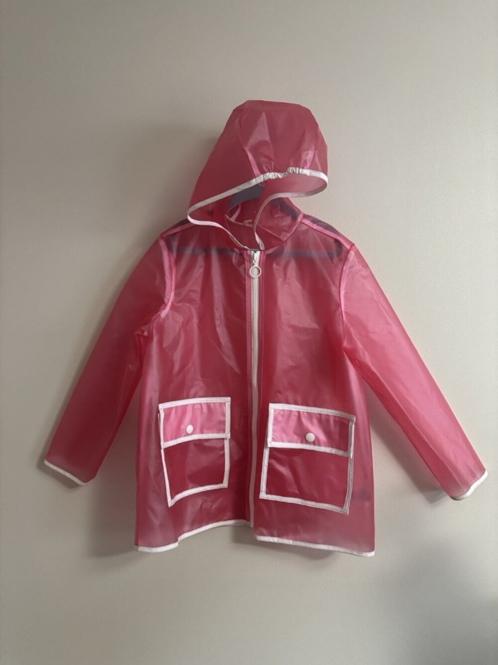 Tucker + Tate transparent‎ print hooded raincoat Pink Kids Size 7 Girls